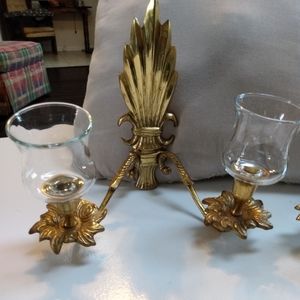 Set of two Vintage ornate solid brass Candlesticks